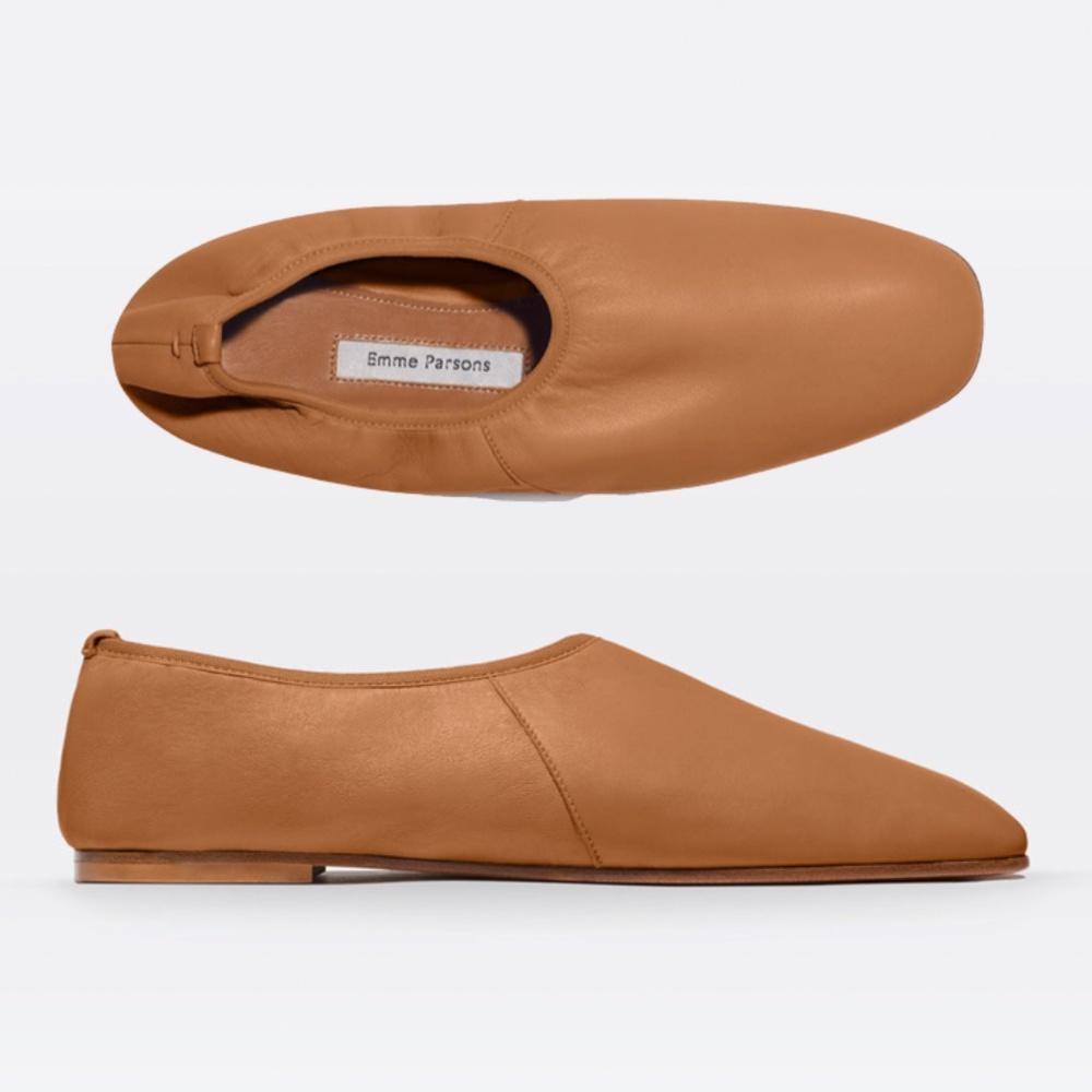 NWT Emme Parsons - High Throat Nappa Leather Ballet Flat - Tobacco